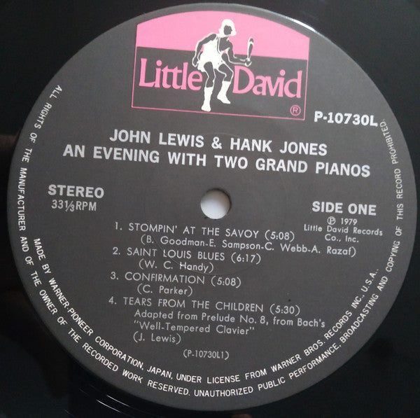 John Lewis (2) & Hank Jones : An Evening With Two Grand Pianos (LP, Album, OBI)