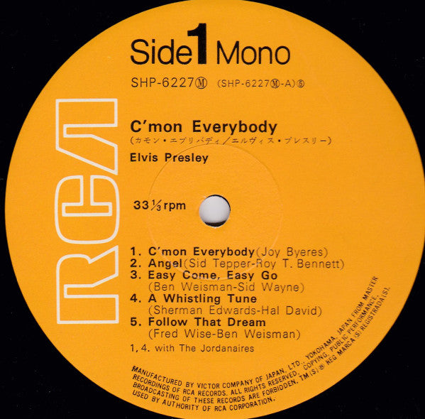 Elvis* : C'mon Everybody (LP, Album, Comp, Mono)