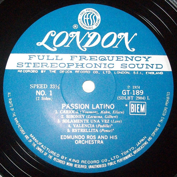 Edmundo Ros & His Orchestra : Passion Latino (LP, Album)