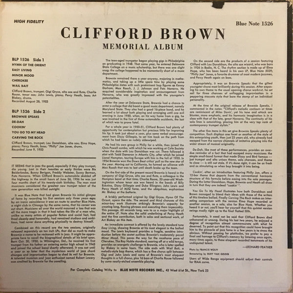Clifford Brown : Memorial Album (LP, Comp, Mono, RP)