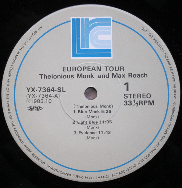 Thelonious Monk And Max Roach : European Tour (LP, Comp)