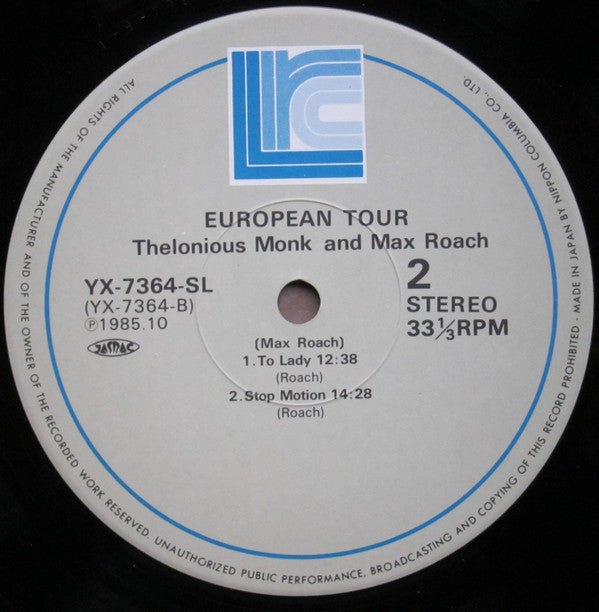 Thelonious Monk And Max Roach : European Tour (LP, Comp)