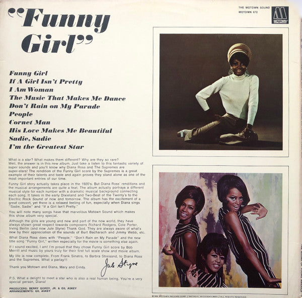 Diana Ross & The Supremes* : Sing And Perform "Funny Girl" (LP, Album, Uni)
