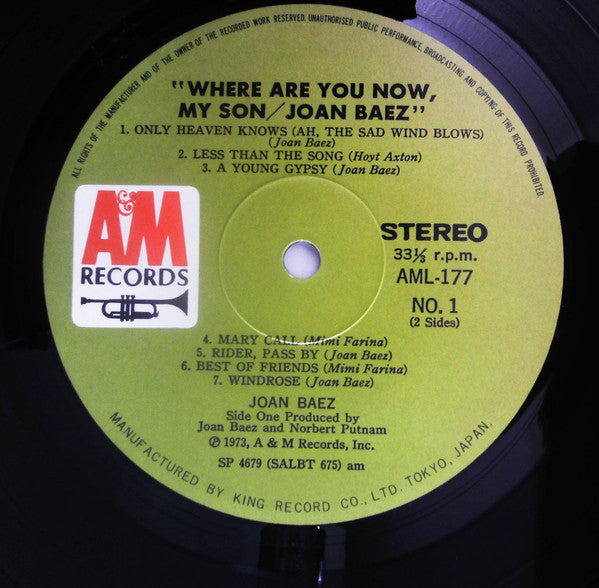 Joan Baez : Where Are You Now, My Son? (LP, Album)