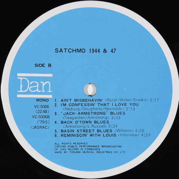 Louis Armstrong : Satchmo 1944 & 47 (LP, Comp, Mono)
