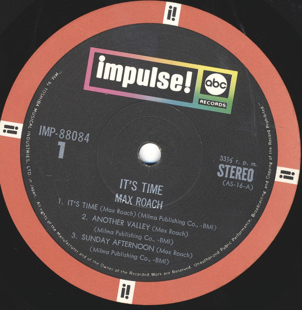 LPレコード【impulse】MAX ROACH “IT'S TIME “ - 洋楽