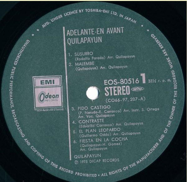 Quilapayún : En Avant! Adelante! (LP, Album, Gat)