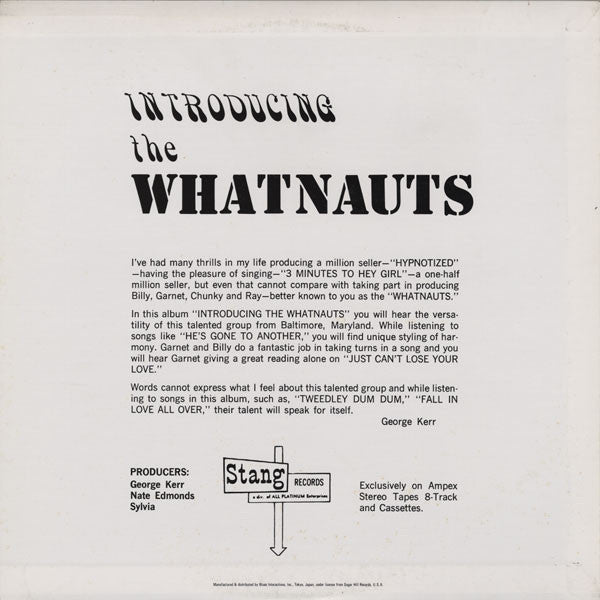 The Whatnauts : Introducing The Whatnauts (LP, Album, RE)