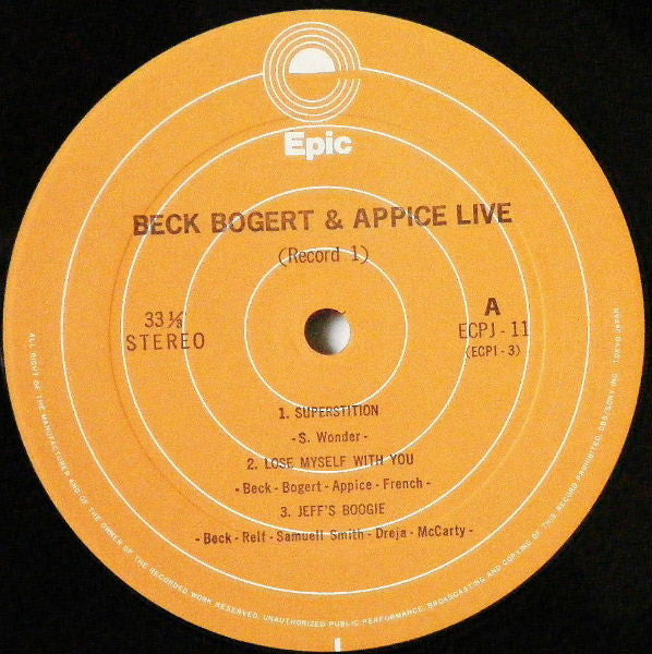 Beck, Bogert & Appice : Beck, Bogert & Appice Live (2xLP, Album, RE, Gat)