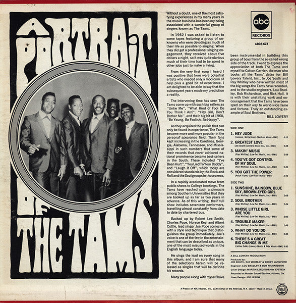 The Tams : A Portrait Of The Tams (LP, Album)