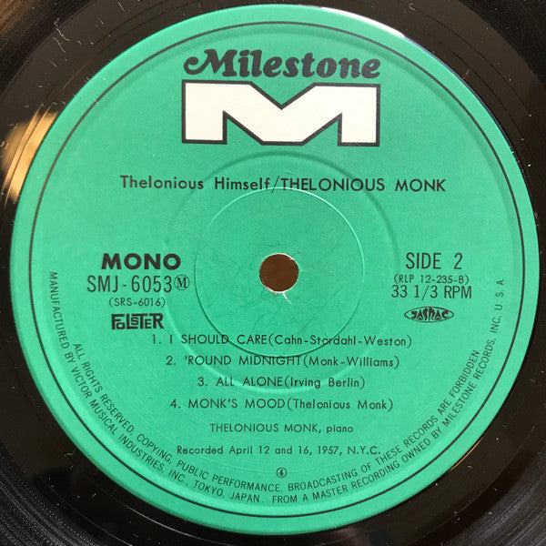 Thelonious Monk : Thelonious Himself (LP, Album, Mono, RE)