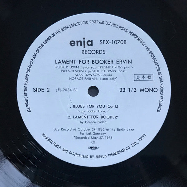 Booker Ervin : Lament For Booker Ervin (LP, Album, Mono, Promo, RE)