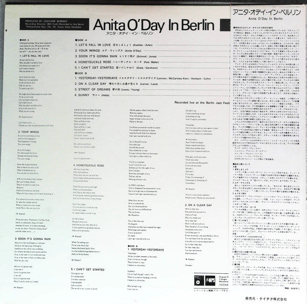 Anita O'Day : Anita O'Day In Berlin, Recorded Live At The Berlin Jazz Festival (LP, Album, RP)