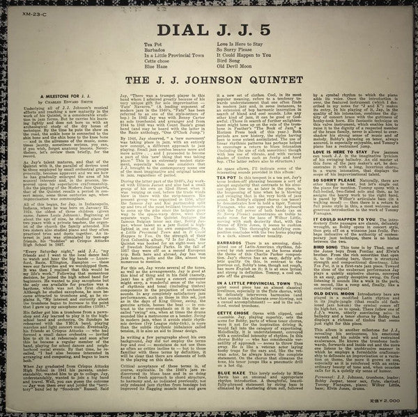 The J.J. Johnson Quintet : Dial J.J. 5 (LP, Album, Mono)