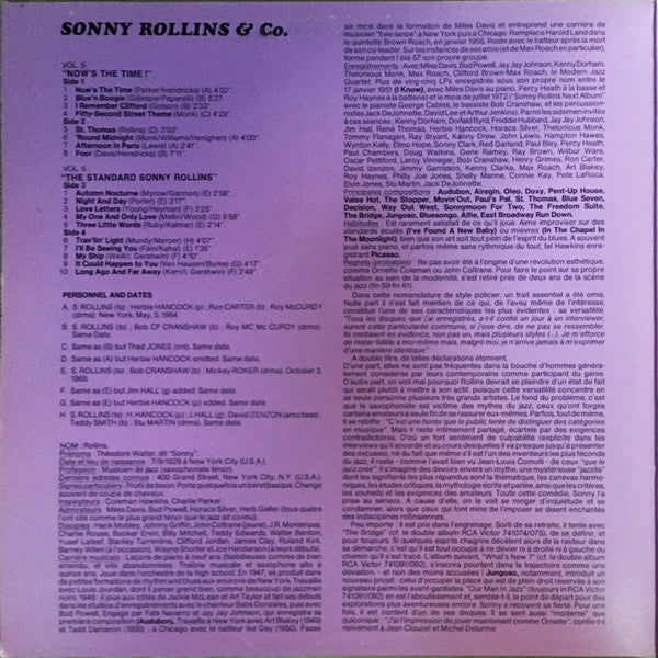 Sonny Rollins : Vol 5: "Now's The Time!" / Vol 6: "The Standard Sonny Rollins" (2xLP, Comp, RE)