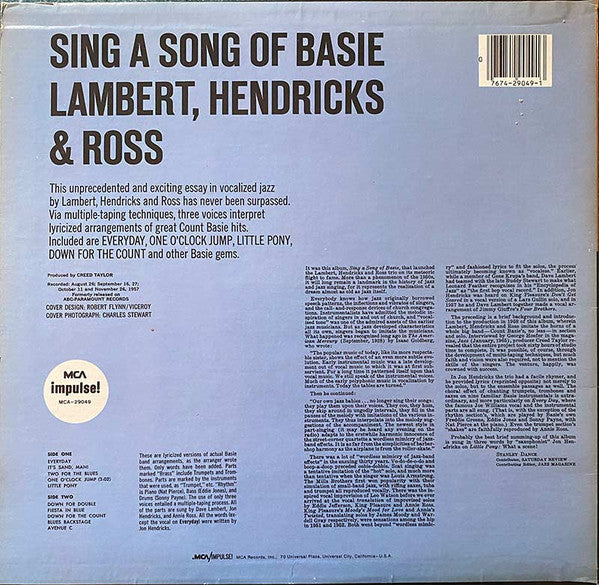 Lambert, Hendricks & Ross : Sing A Song Of Basie (LP, Album, RE)