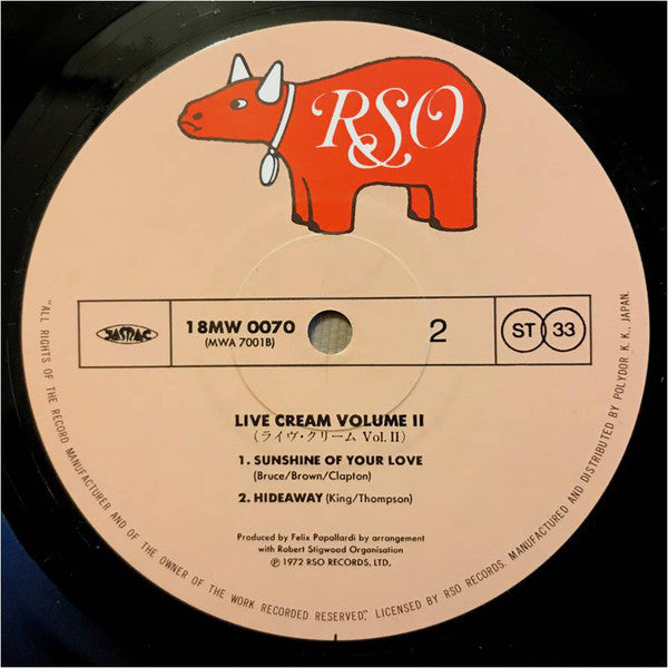 Cream (2) : Live Cream Volume II (LP, Album, RE, RP)