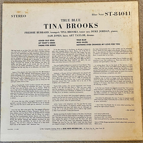 Tina Brooks : True Blue  (LP, Album, Promo, RE)