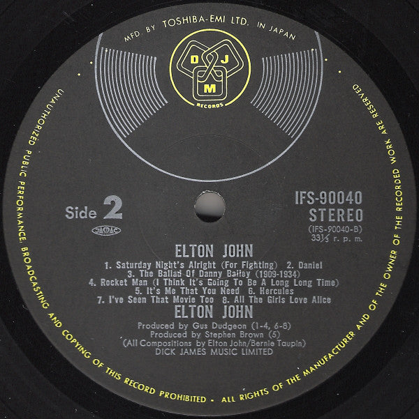 Elton John : Best 20 (LP, Comp)
