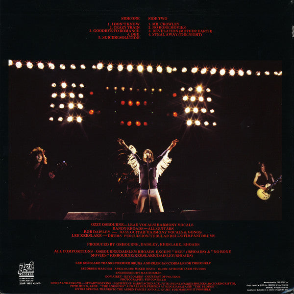 Ozzy Osbourne : Blizzard Of Ozz (LP, Album)