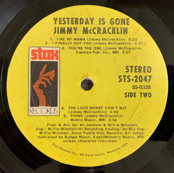 Jimmy McCracklin : Yesterday Is Gone (LP, Album)