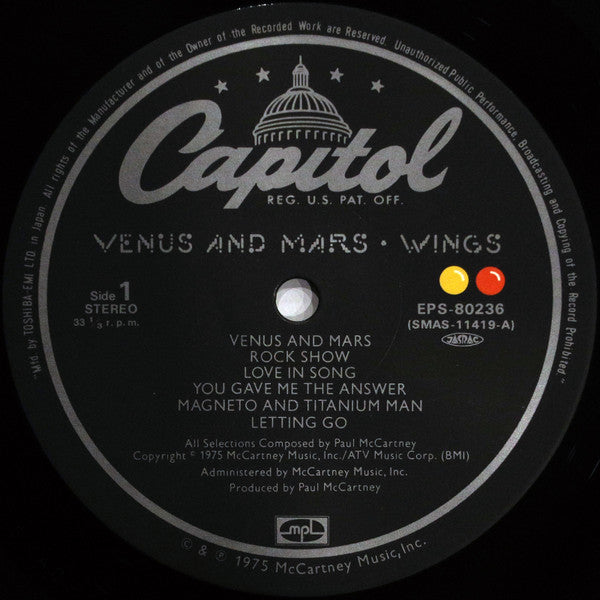 Wings (2) : Venus And Mars (LP, Album, Gat)