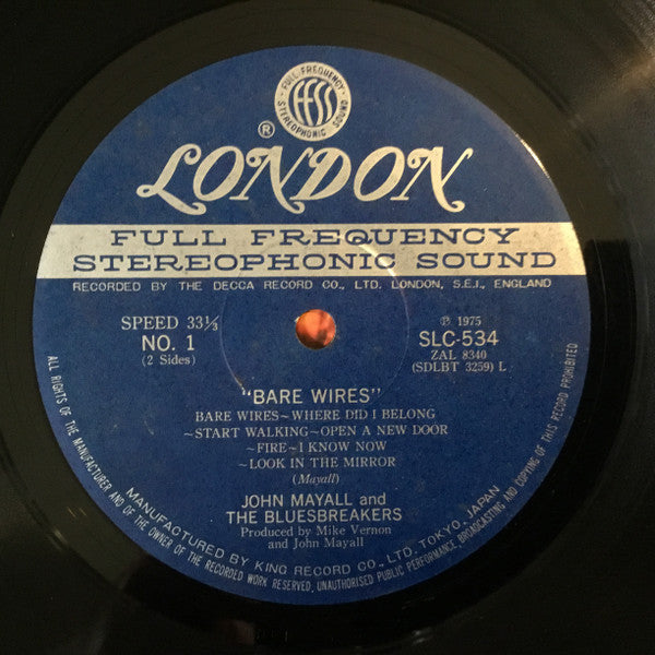 John Mayall & The Bluesbreakers : Bare Wires (LP, Album, RE)