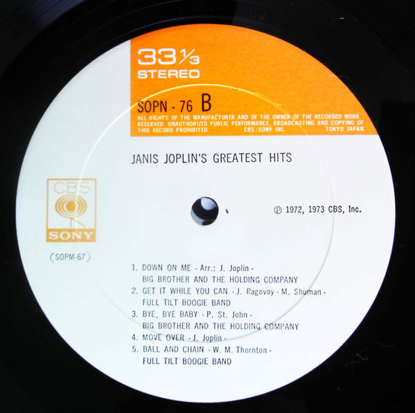 Janis Joplin : Janis Joplin's Greatest Hits (LP, Comp, Ora)