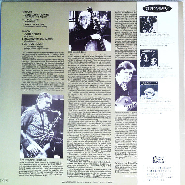 Zoot Sims, Red Mitchell, Rune Gustafsson : In A Sentimental Mood (LP, Album)