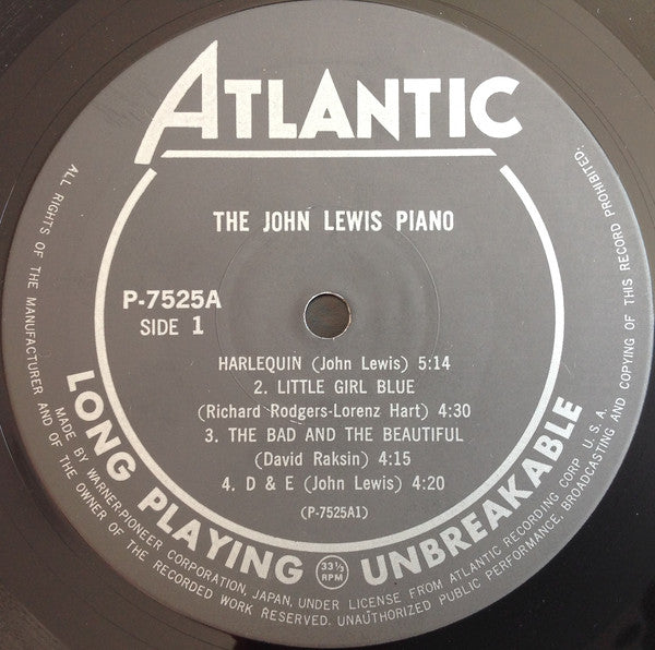 John Lewis (2) = ジョン・ルイス* : The John Lewis Piano = ジョン・ルイス・ピアノ (LP, Album, Mono, RE)