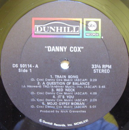 Danny Cox : Danny Cox (LP, Album, Gat)