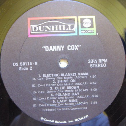 Danny Cox : Danny Cox (LP, Album, Gat)