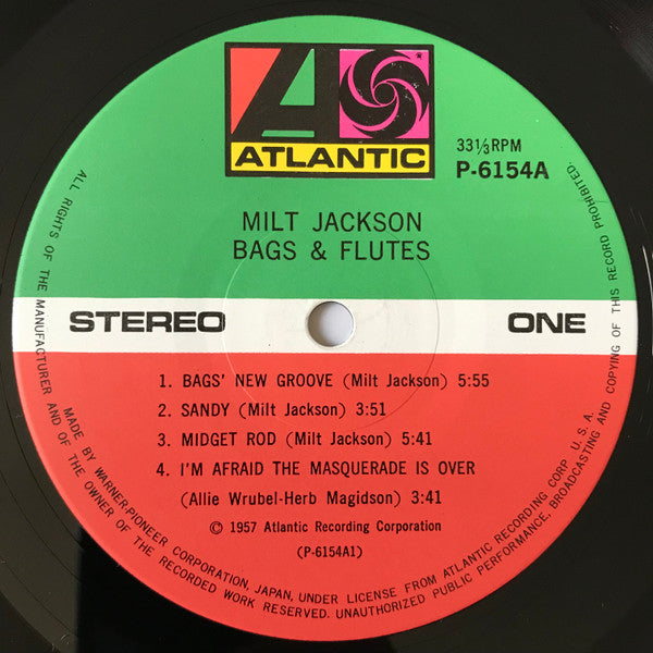 Milt Jackson : Bags & Flutes (LP, Album, RE)