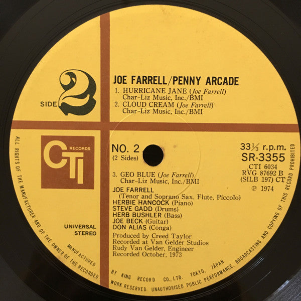 Joe Farrell : Penny Arcade (LP, Album, Gat)