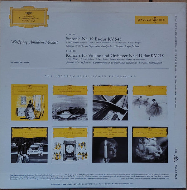 Wolfgang Amadeus Mozart : Sinfonie Es-dur KV 543 / Violinkonzert D-dur KV 218 (LP, Comp, Mono, RE)