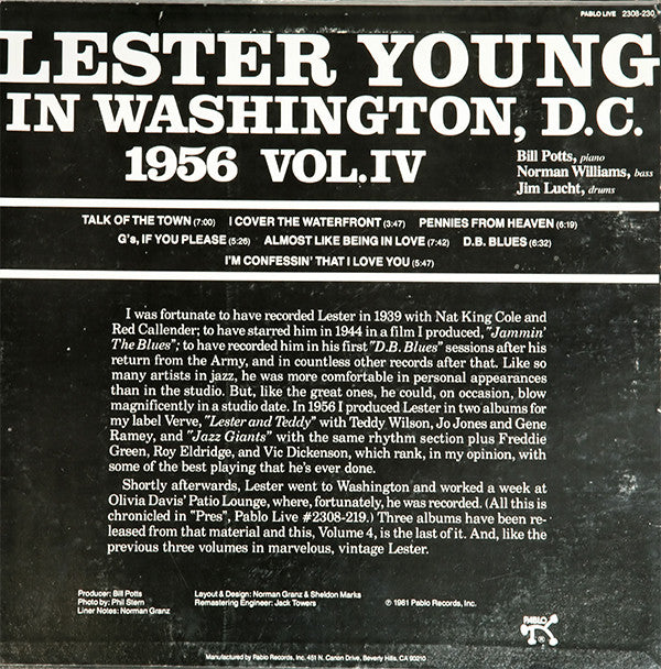 Lester Young : Pres Vol. IV (LP, Album)
