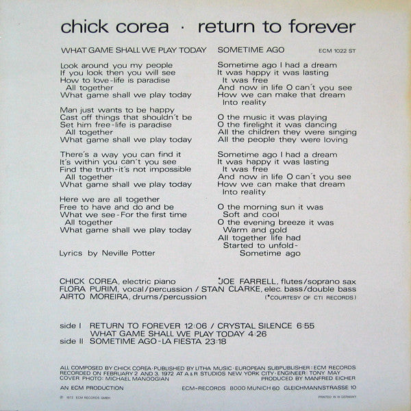 Chick Corea : Return To Forever (LP, Album)