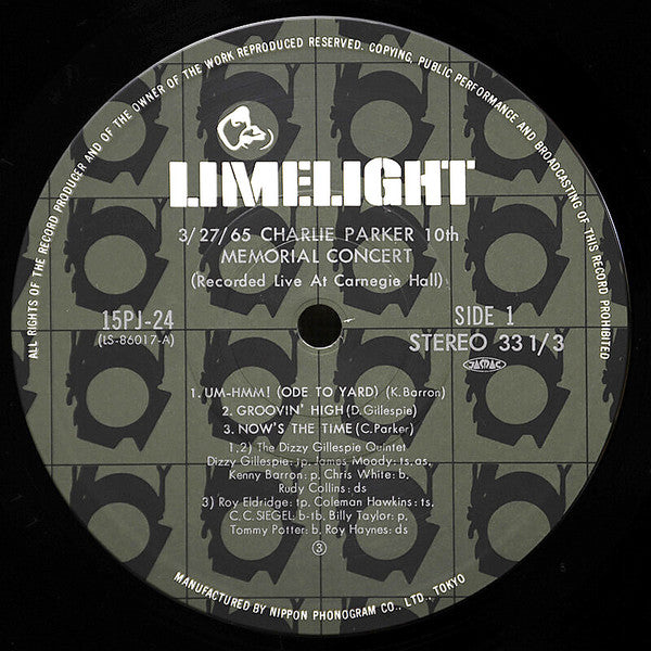 Various : 3/27/65 Charlie Parker 10th Memorial Concert (Recorded Live At Carnegie Hall) (LP, Album, RE)