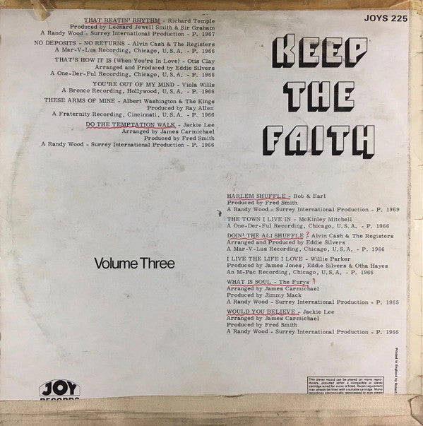 Various : Keep The Faith Volume Three (LP, Comp)