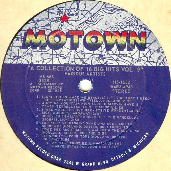 Various : The Motown Sound (A Collection Of 16 Original Hits Vol. 9) (LP, Comp)