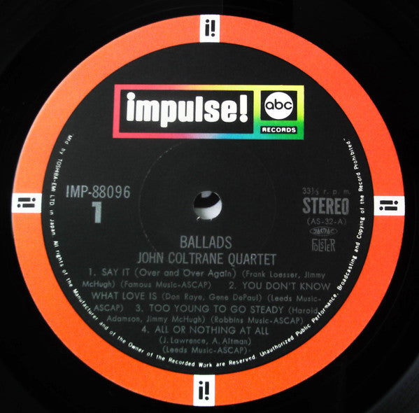 John Coltrane Quartet* : Ballads (LP, Album, RE, Gat)