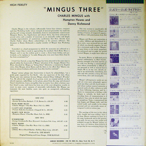 Charles Mingus With Hampton Hawes & Danny Richmond* : Mingus Three (LP, Album, Mono, RE)