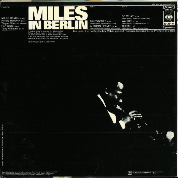 Miles Davis : Miles In Berlin (LP, Album, RE)