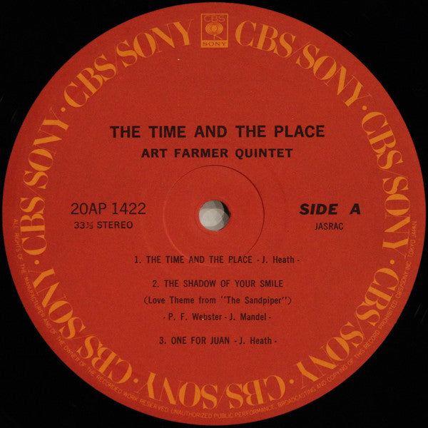 Art Farmer Quintet : The Time And The Place (LP, Album, RE)