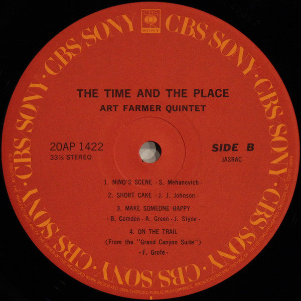Art Farmer Quintet : The Time And The Place (LP, Album, RE)