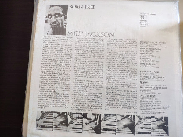 Milt Jackson : Born Free (LP, Album, RE)