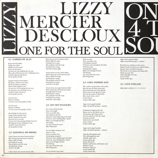 Lizzy Mercier Descloux : One For The Soul (LP, Album, Promo)