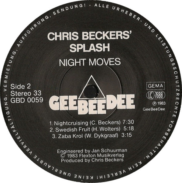 Chris Beckers' Splash* : Night Moves (LP, Album)