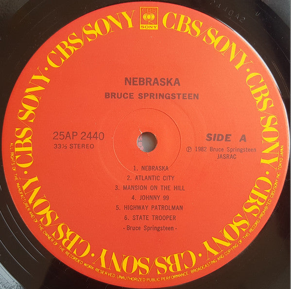 Bruce Springsteen = ブルース・スプリングスティーン* : Nebraska = ネブラスカ (LP, Album)