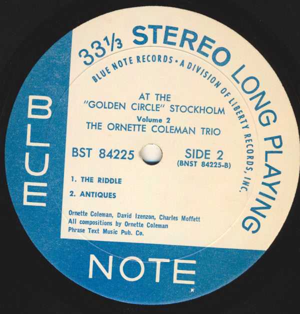 The Ornette Coleman Trio : At The "Golden Circle" Stockholm (Volume Two) (LP, Album, RE)